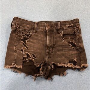 Distressed Black American Eagle Denim Shorts